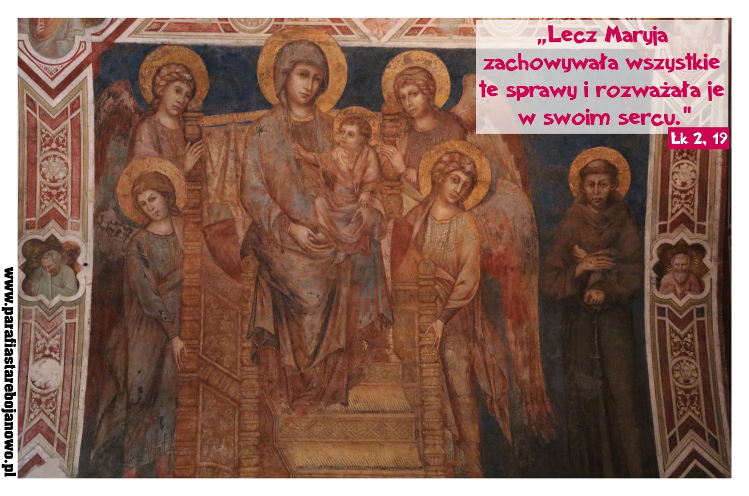 Maesta (Maryja tronująca) z Asyżu, fresk, XIIIw., Cimabue, dolna Bazylika św. Franciszka, Asyż, Włochy 