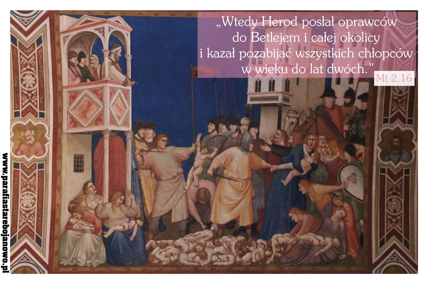 Rzeź niewiniątek, Fresk, XIII w., Giotto di Bondone, Bazylika św. Franciszka, Asyż, Włochy.