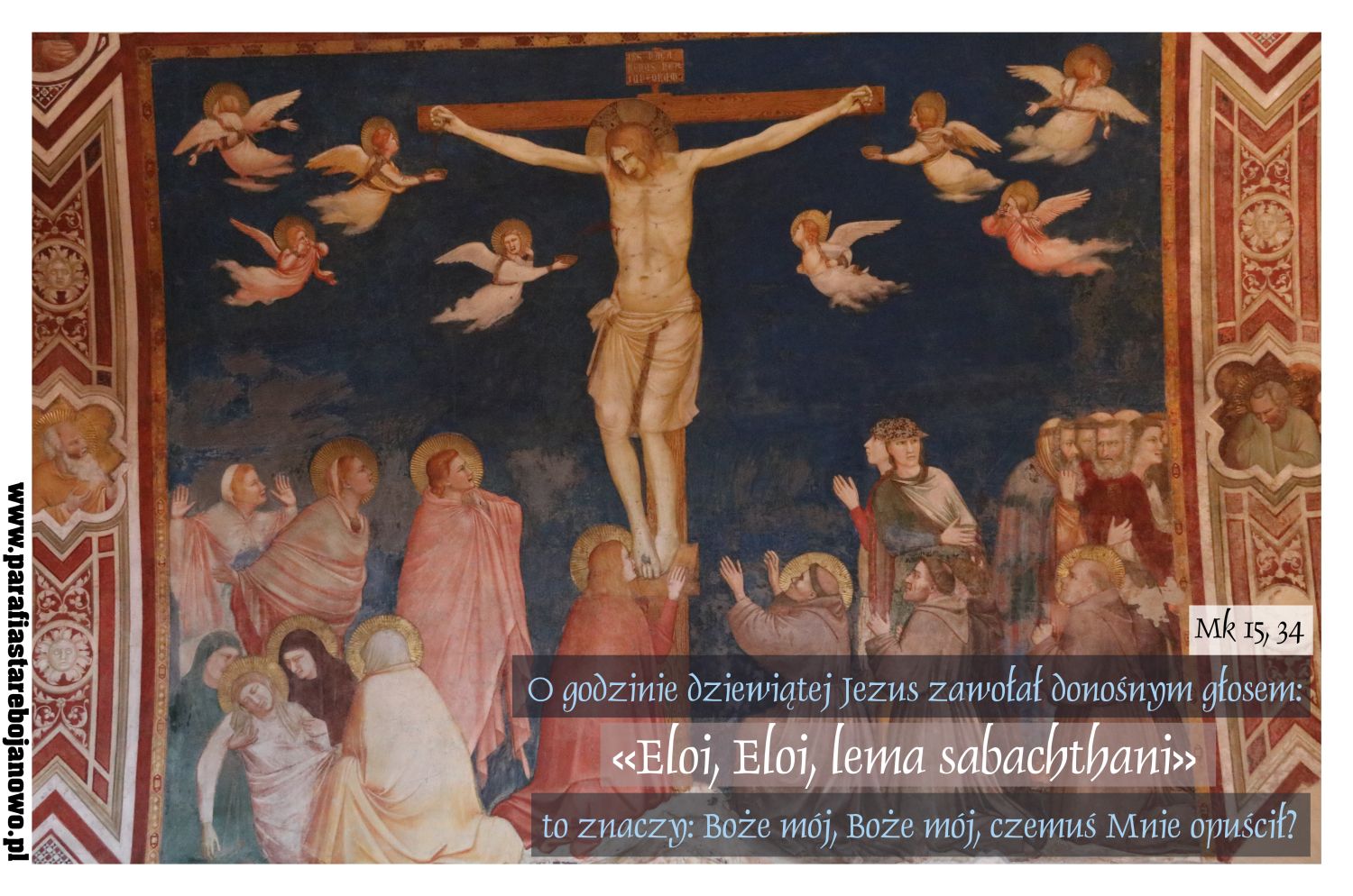 "Ukrzyżowanie", Fresk, XIII w., Giotto di Bondone, Bazylika św. Franciszka, Asyż, Włochy.