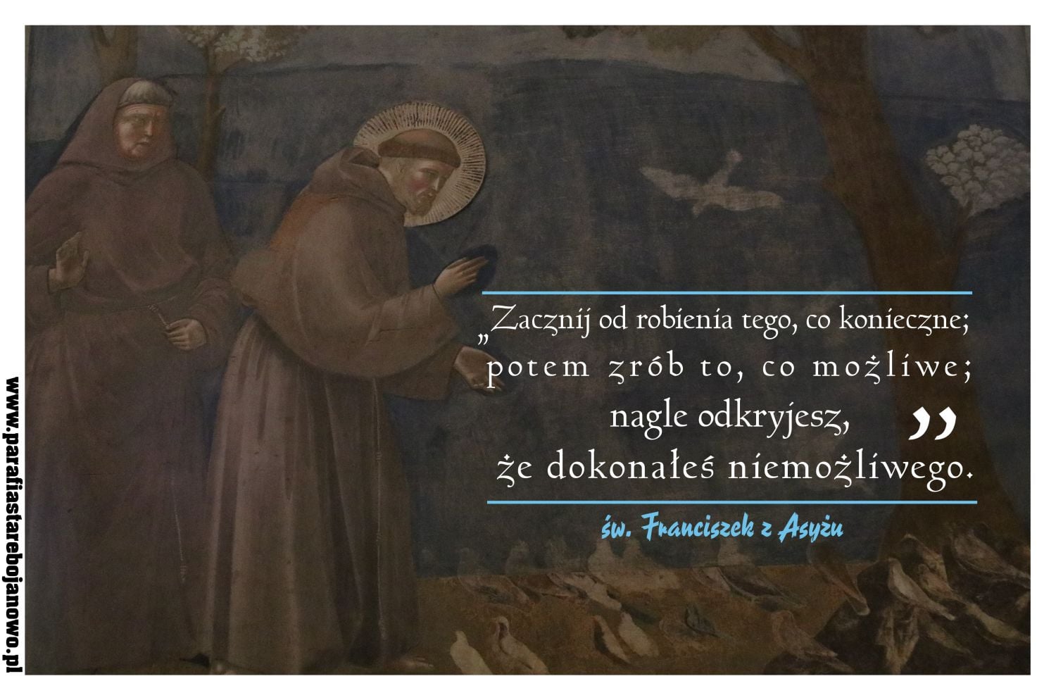 "Kazanie do ptaków" - Giotto di Bondone, fresk, ok. 1295–1299, Bazylika św. Franciszka w Asyżu, Włochy 