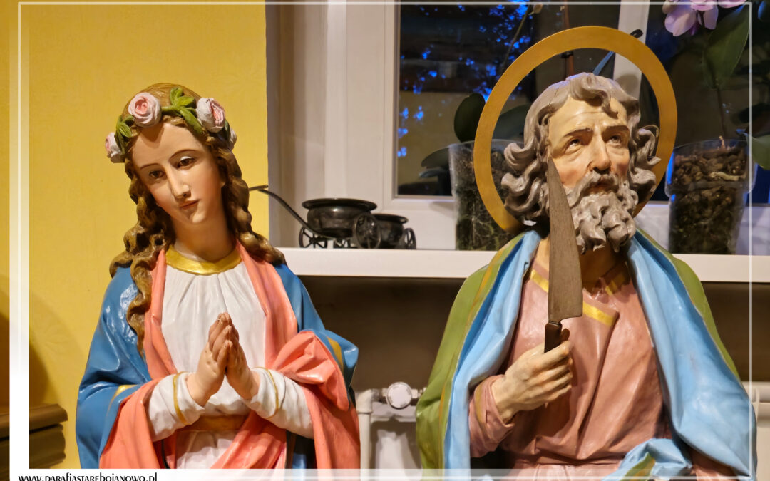 Oczyszczone figury Matki Bożej i św. Bartłomieja